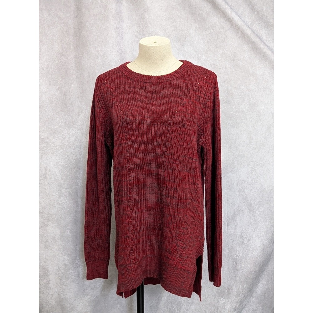 Mossimo Supply Co Womens Burgundy Marl Knit‎ Crewneck Tunic Sweater Medium C115